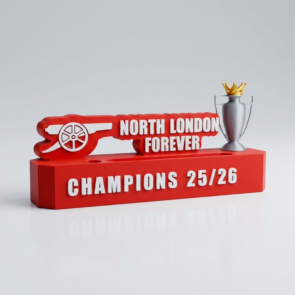 Arsenal Champions 25/26 Name Plate — 3D Printed Desk Plaque