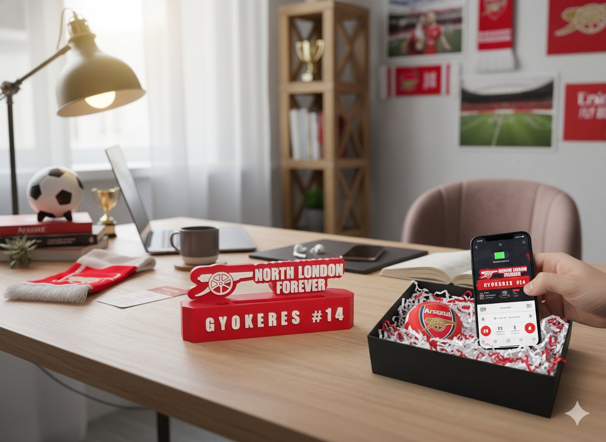 Custom Arsenal Name Plate: 3D Printed Desk Plaque